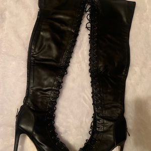 Faux leather lace up boots